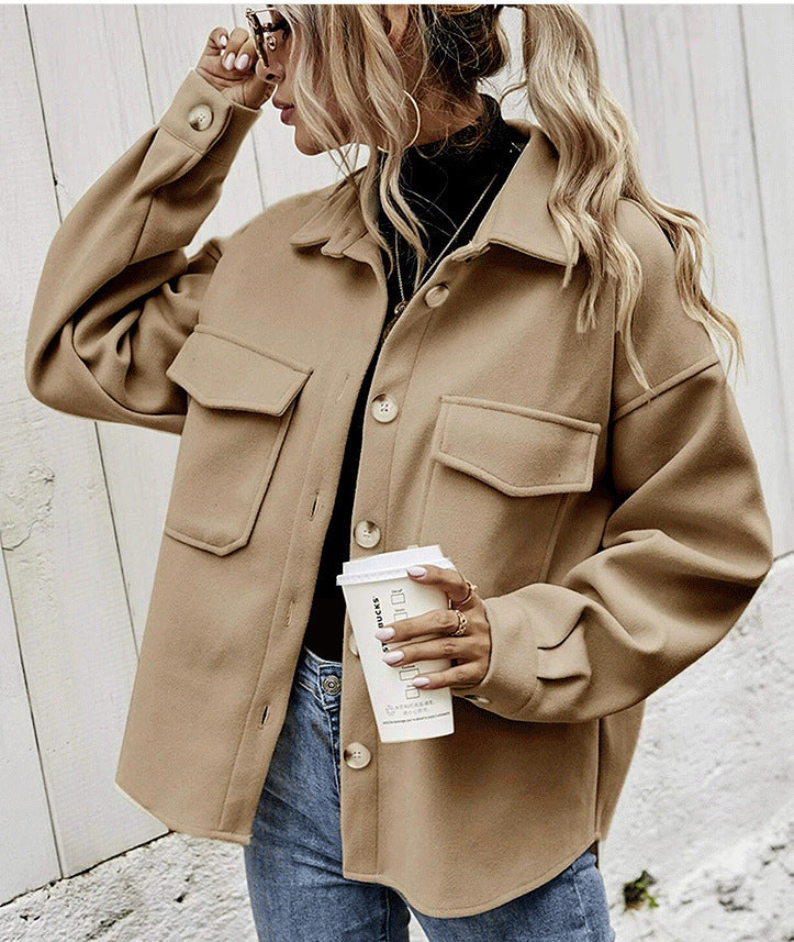 Short Lapel Wool Coat