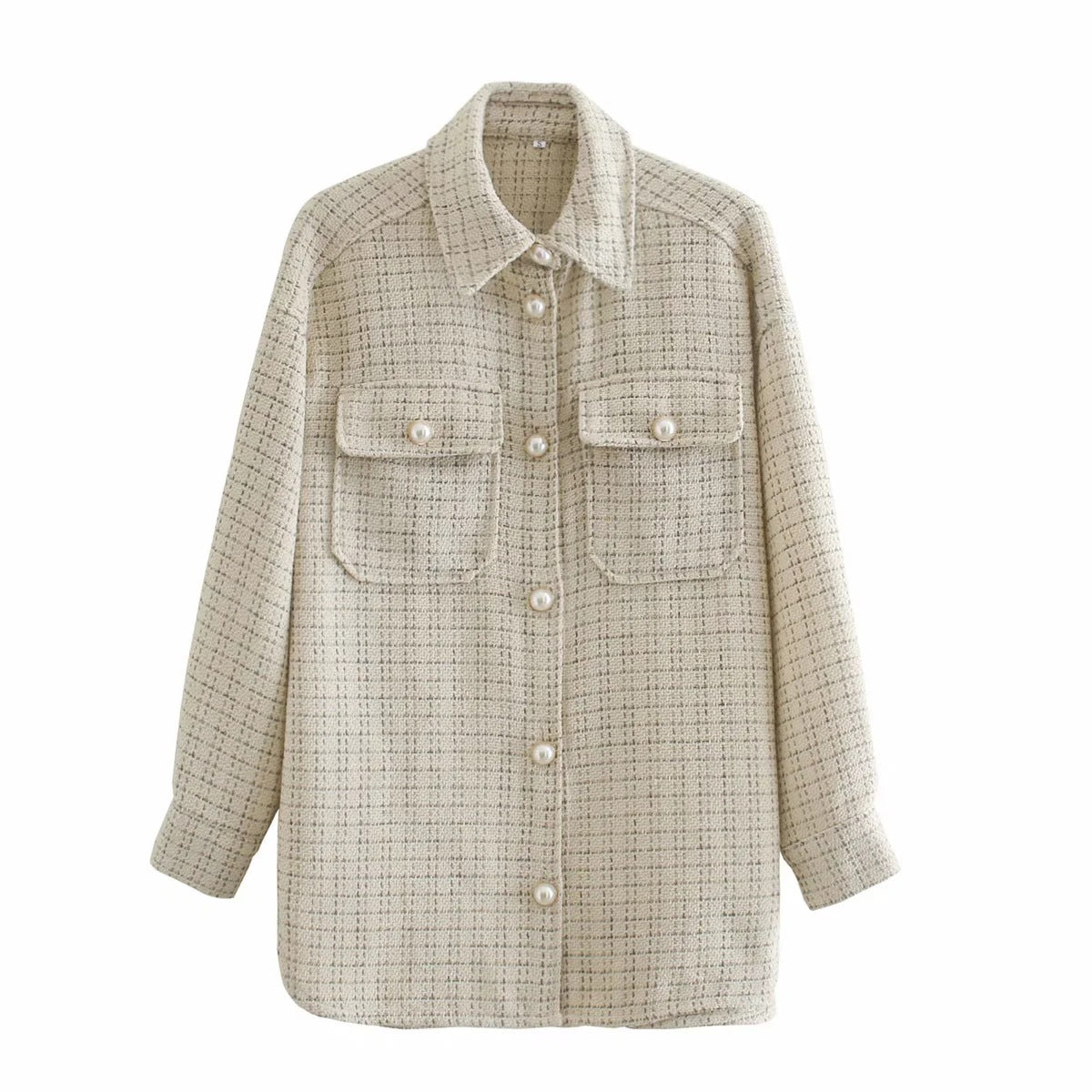 Plaid Pearl Button Coat