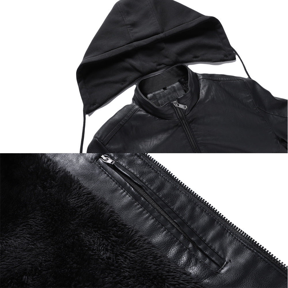 Men's Stand Collar Faux Leather Jacket