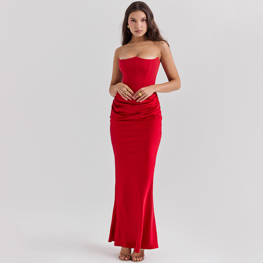 Strapless Backless Evening Maxi Dress