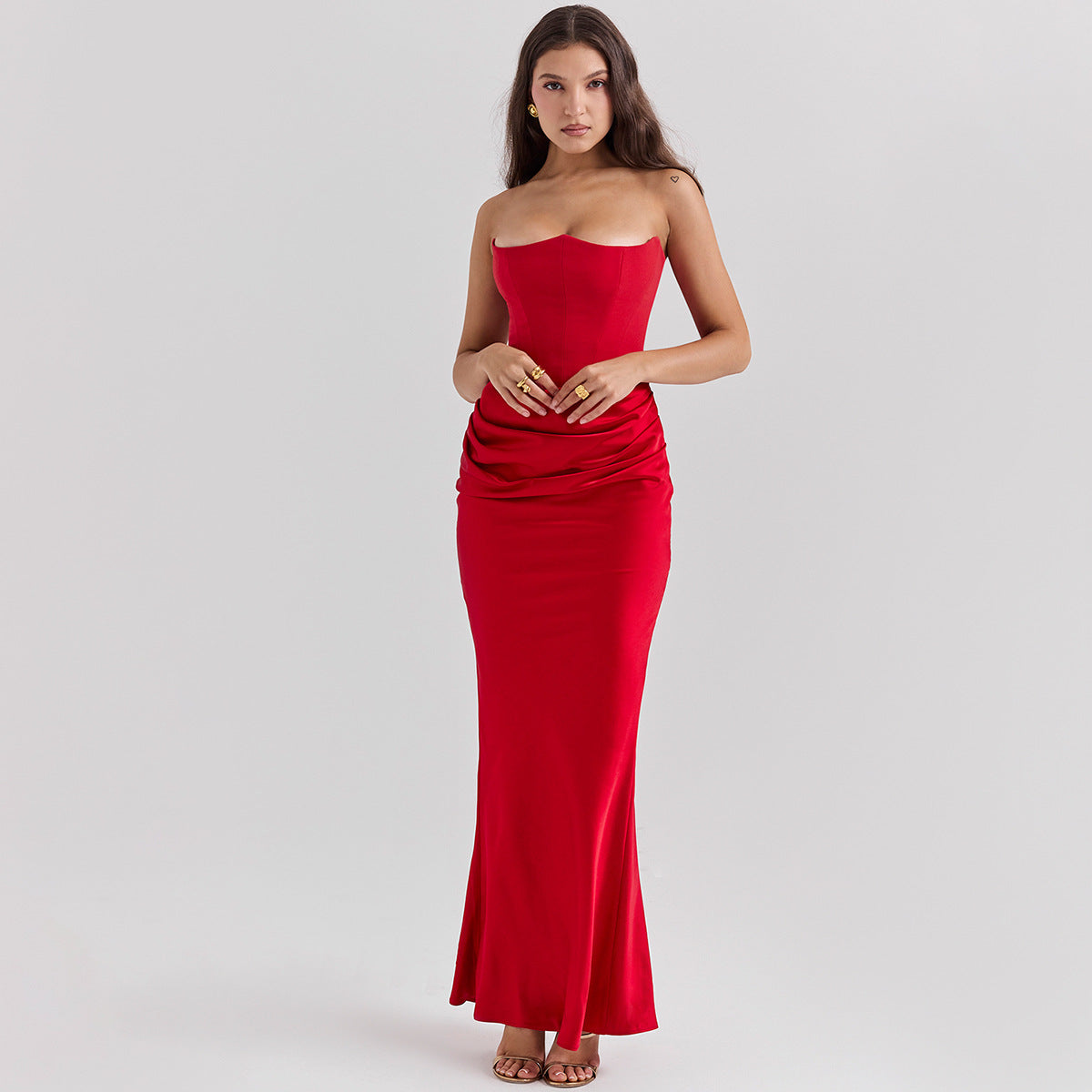 Strapless Backless Evening Maxi Dress