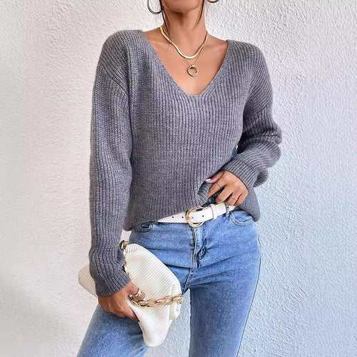 Backless V-Neck Sweater