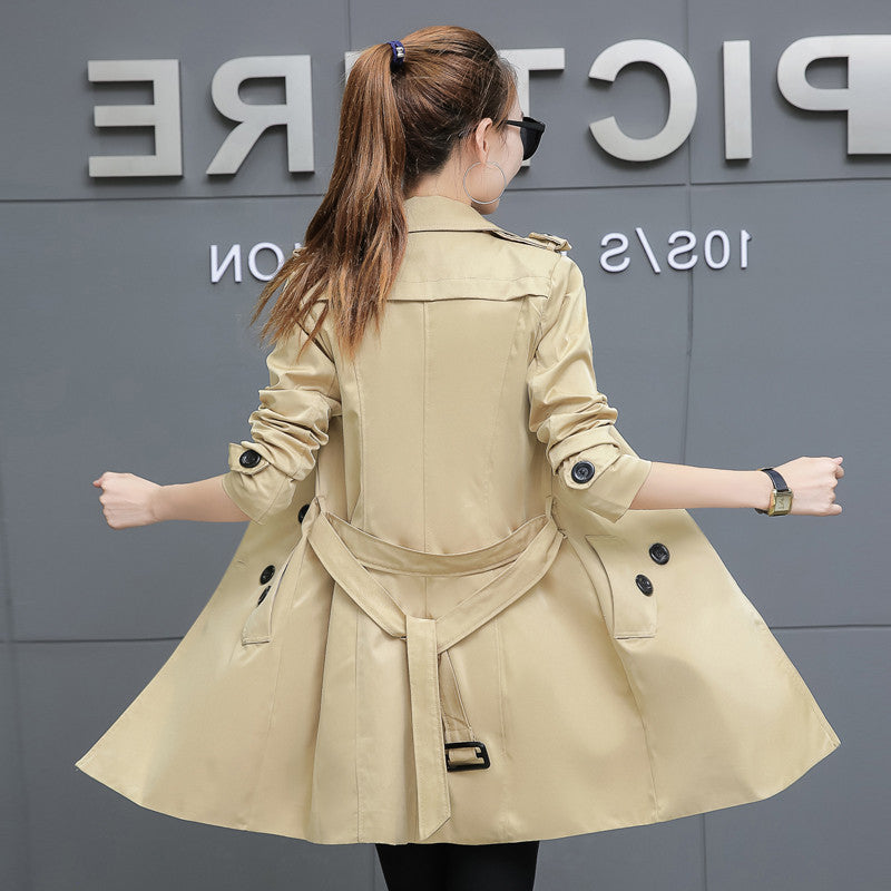 Plus Size Slim Mid-Length Trench Coat