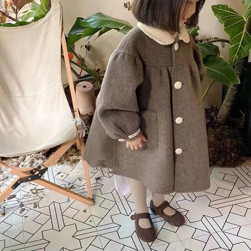 Girls' Doll Collar Wool Coat