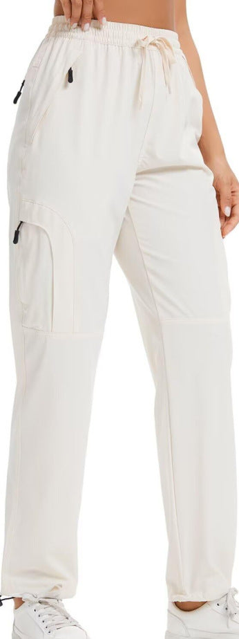 Loose-fitting Straight-leg Workout Pants With Drawstring Cuffs