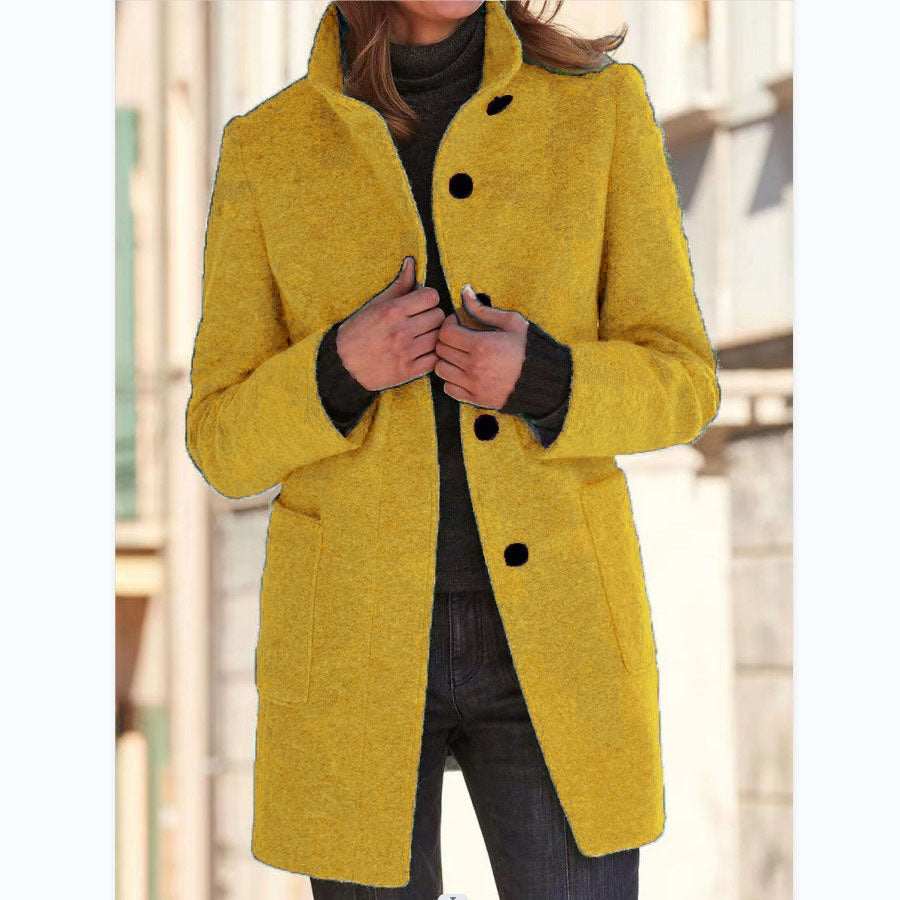 Stand Collar Woolen Coat