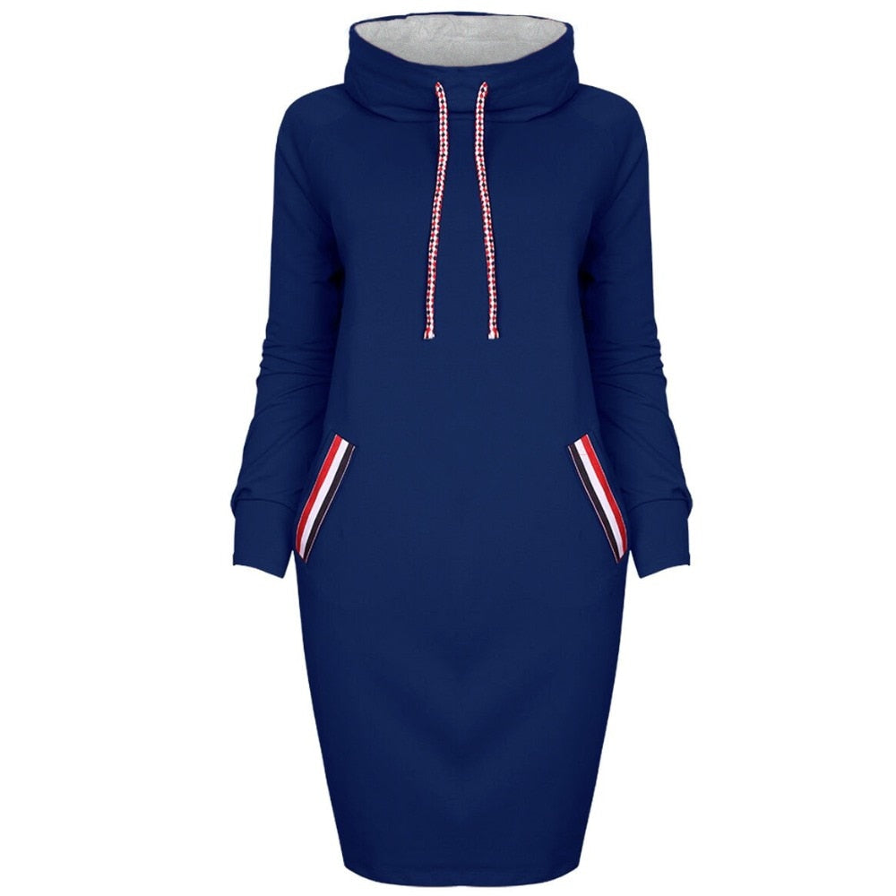 Plus Size High-Neck Long Sleeve Dress