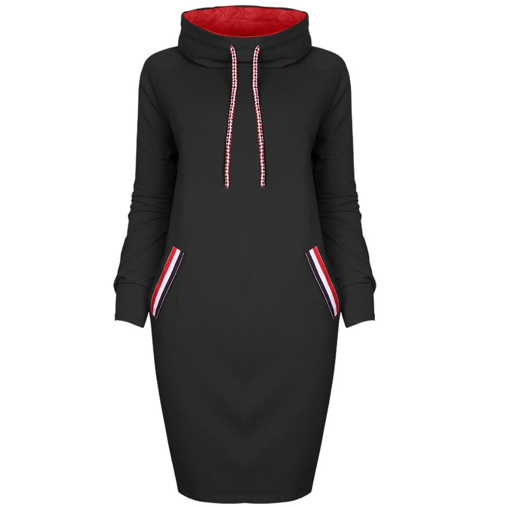 Plus Size High-Neck Long Sleeve Dress