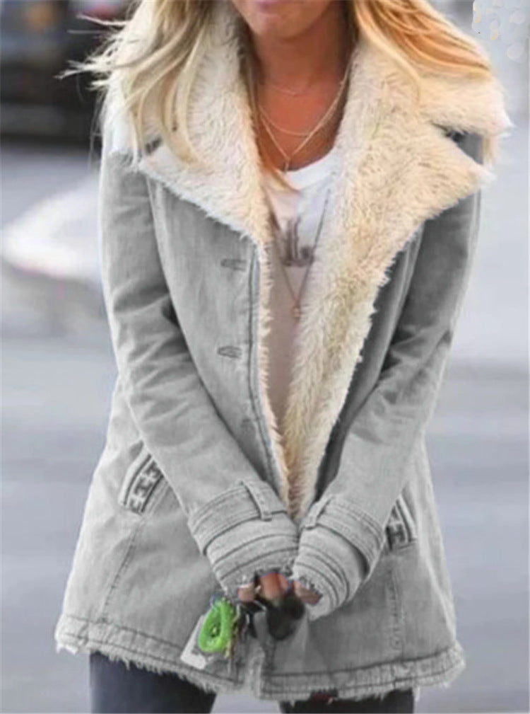 Plus Size Plush Lapel Coat