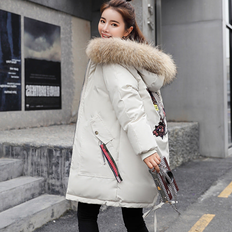 Plus Size Fur Collar Down Coat