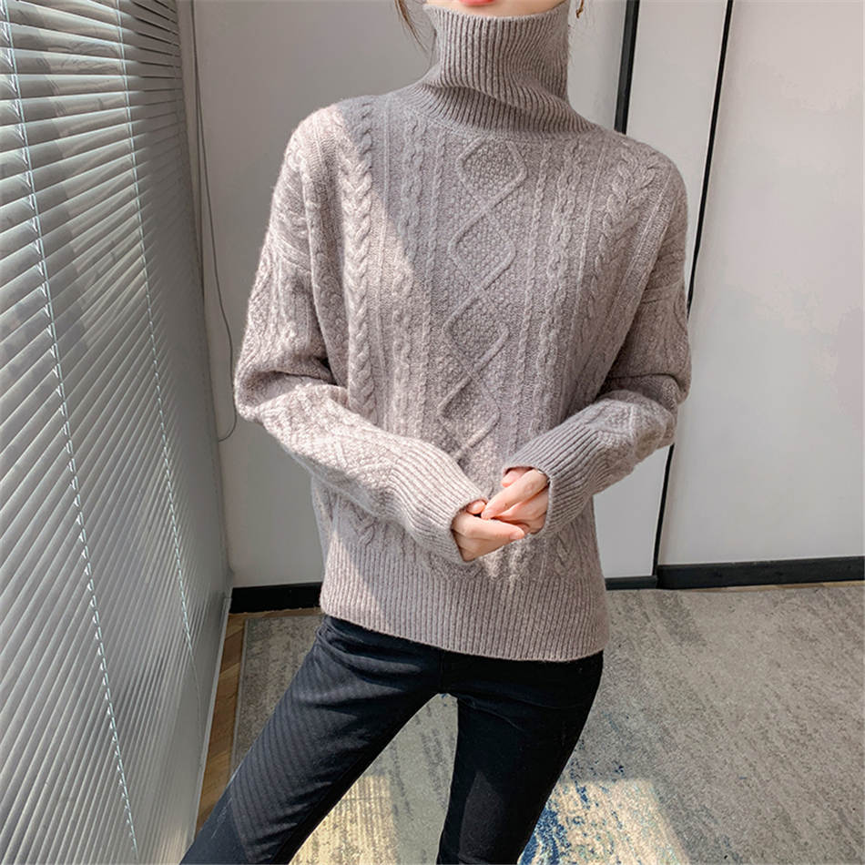 Plus Size High Neck Cashmere Sweater