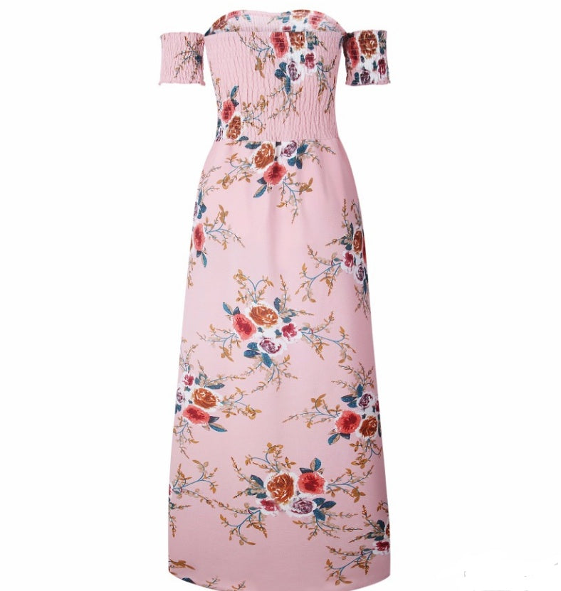 Off-Shoulder Boho Beach Maxi Dress