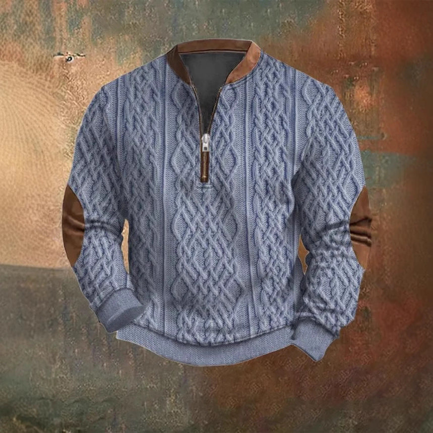 Men's Printed Half-Zip Sweater