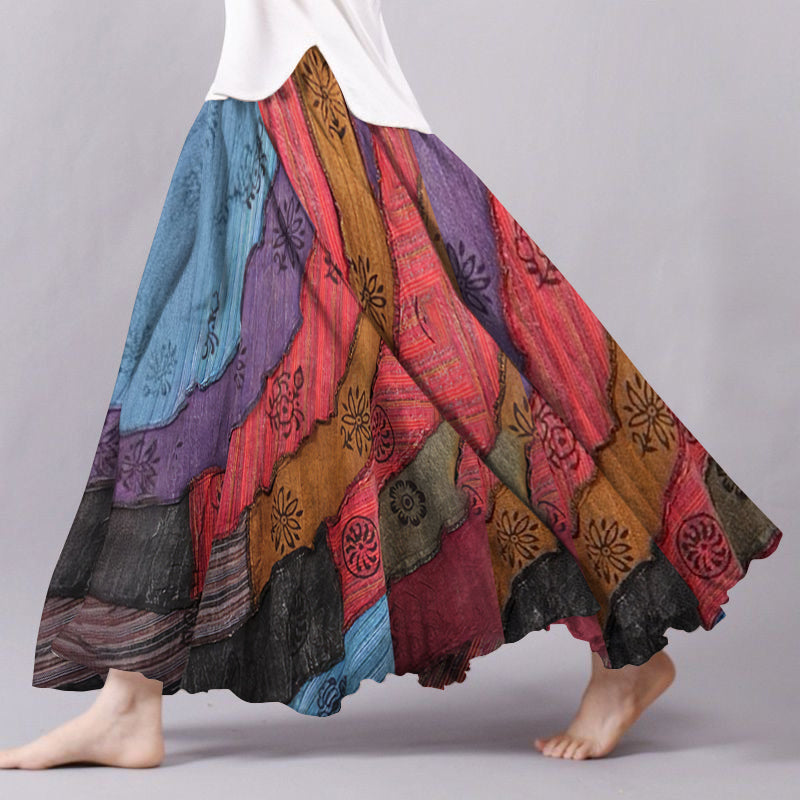 Springautumn 3D Digital-printed Midi A-line Skirt