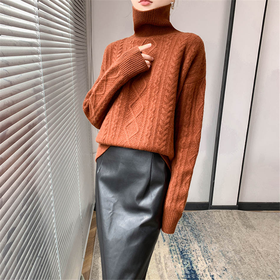 Plus Size High Neck Cashmere Sweater