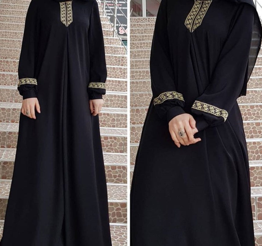 Plus Size Printed Abaya Maxi Dress