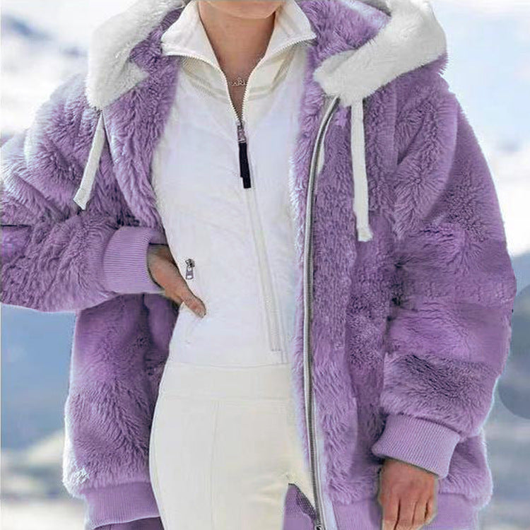 Plush Hooded Zip Jacket