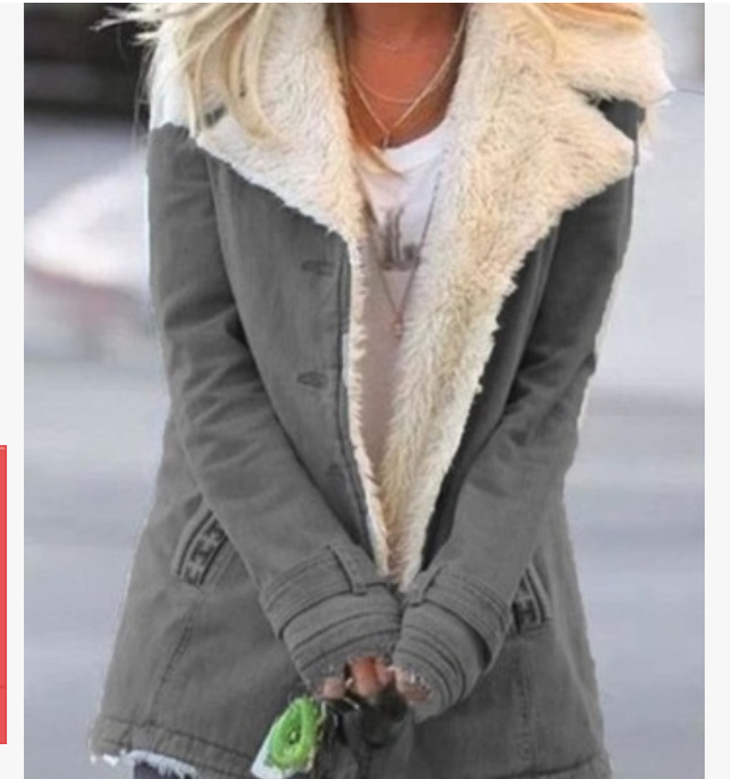 Plus Size Plush Lapel Coat