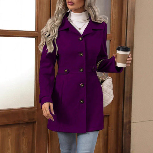 Plus Size Mid-Length Wool Coat