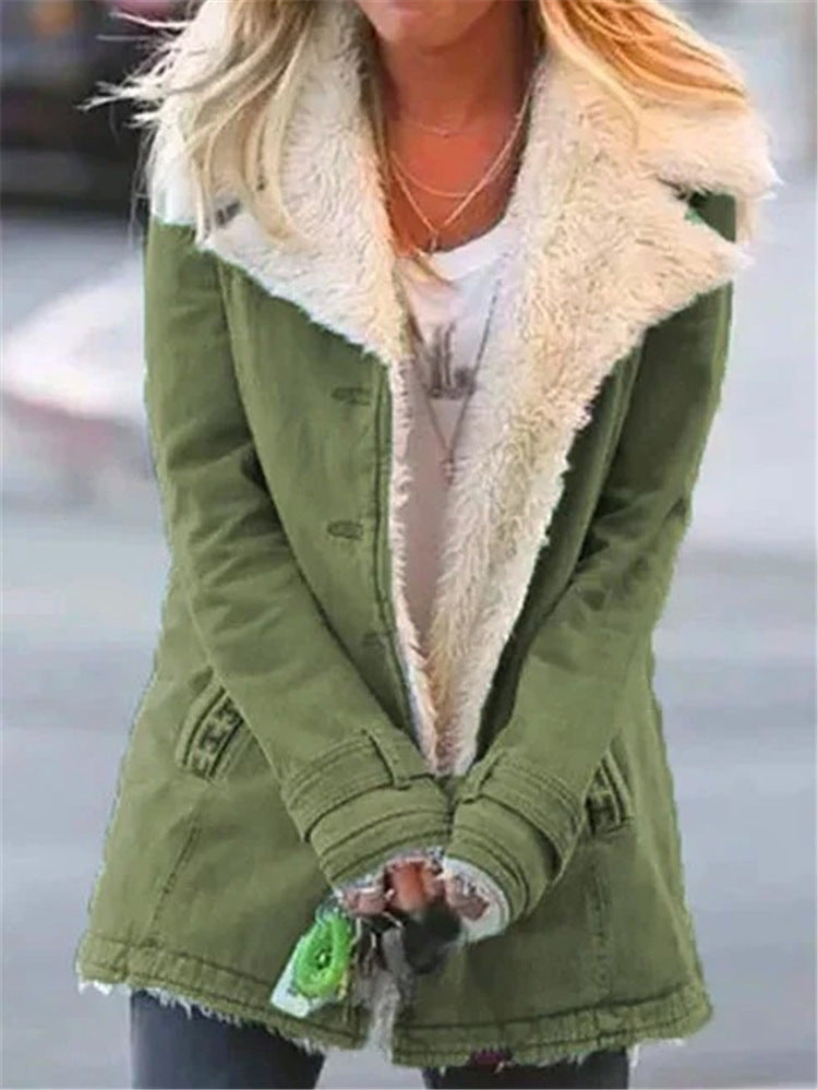 Plus Size Plush Lapel Coat
