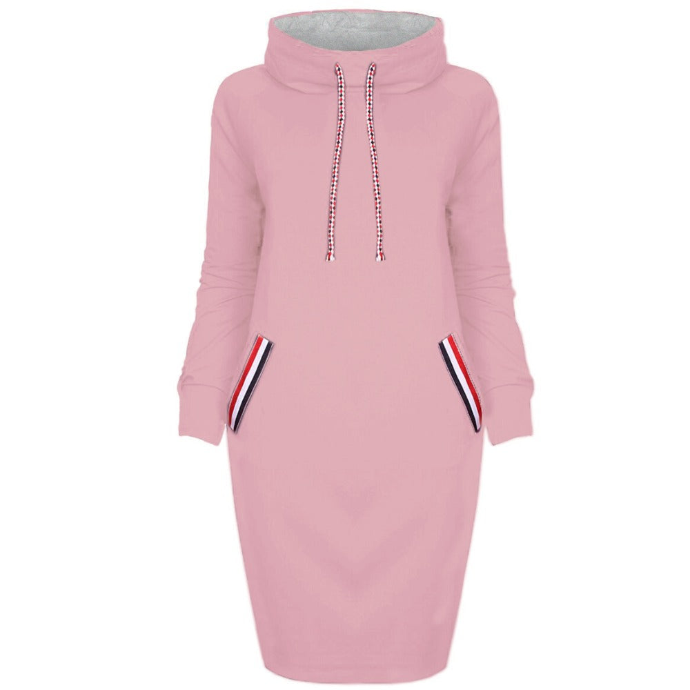 Plus Size High-Neck Long Sleeve Dress