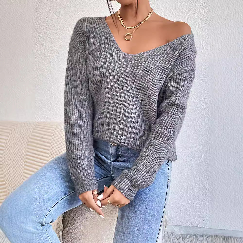 Backless V-Neck Sweater