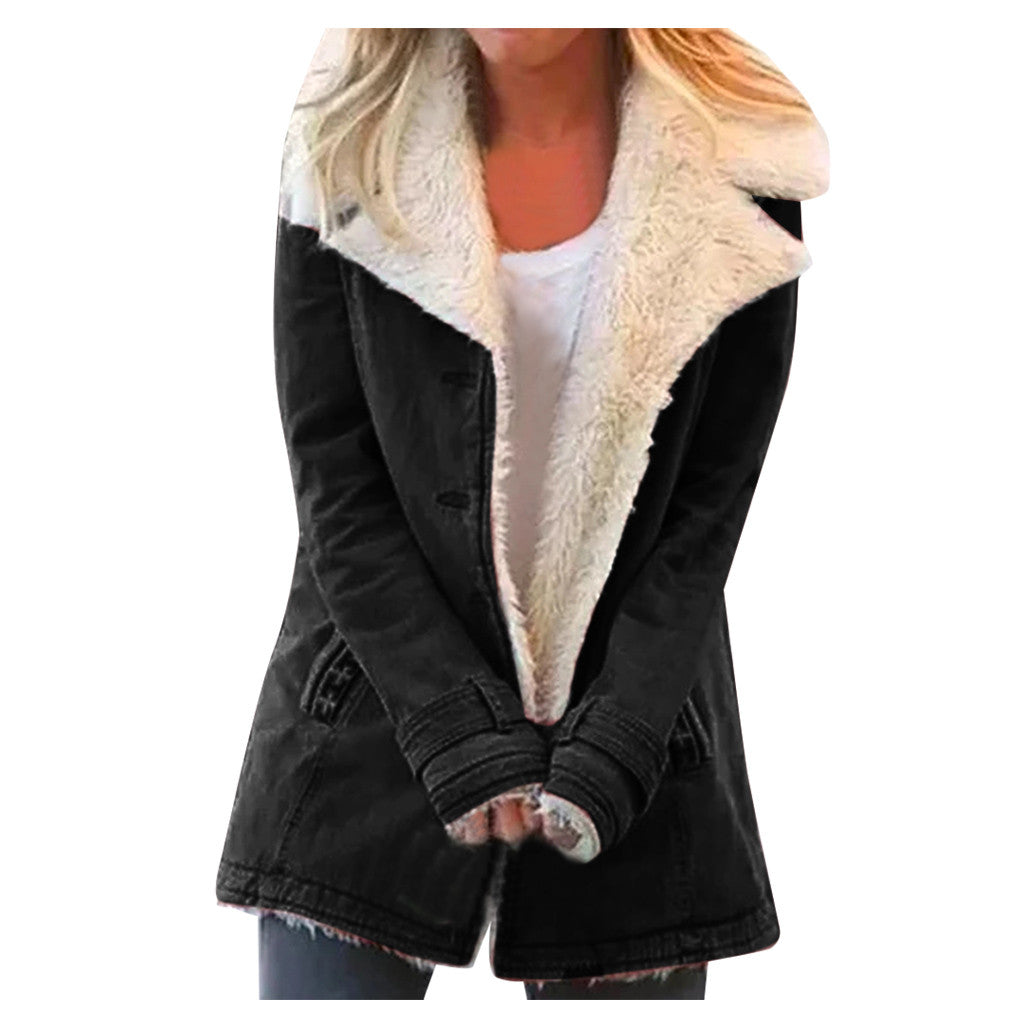 Plus Size Plush Lapel Coat