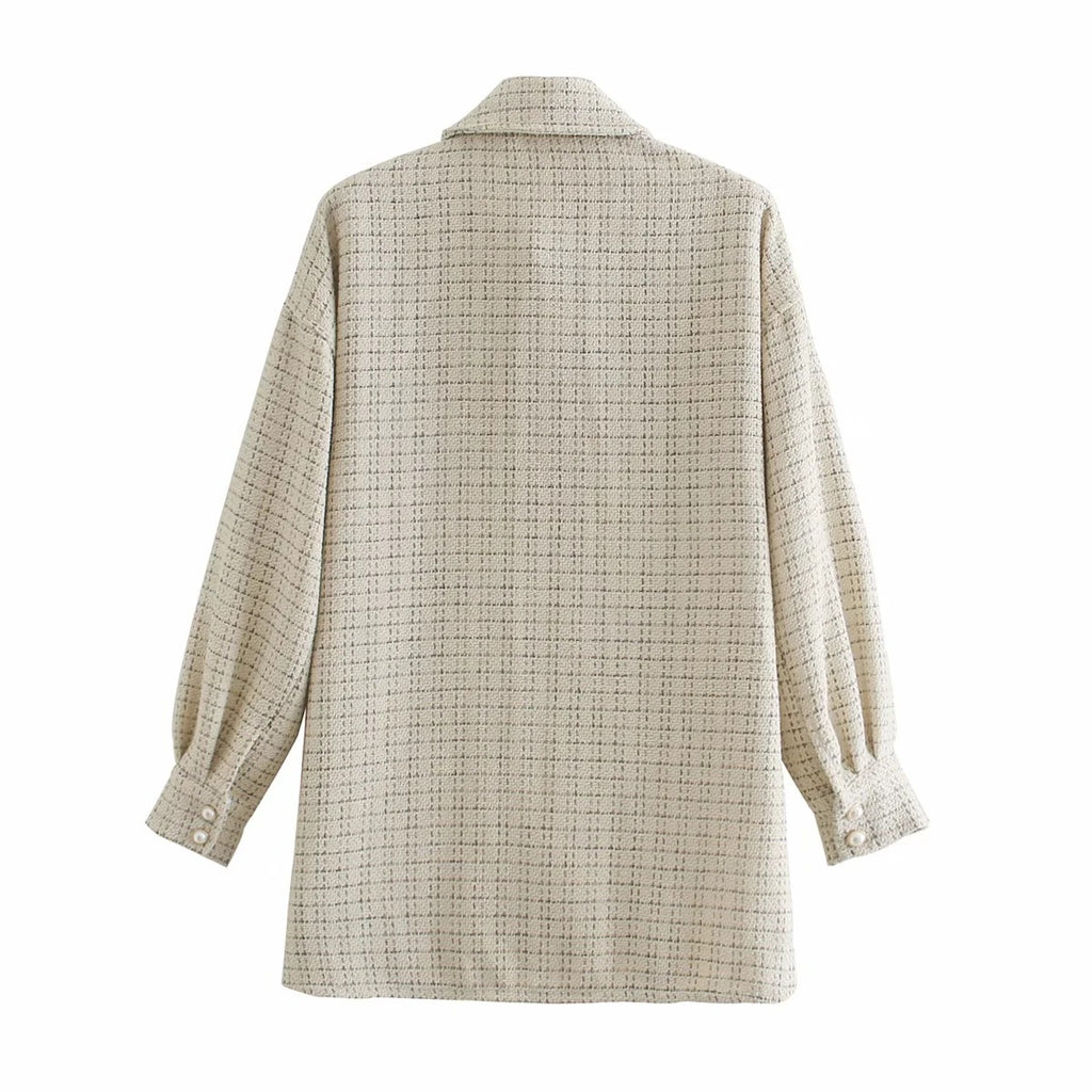 Plaid Pearl Button Coat