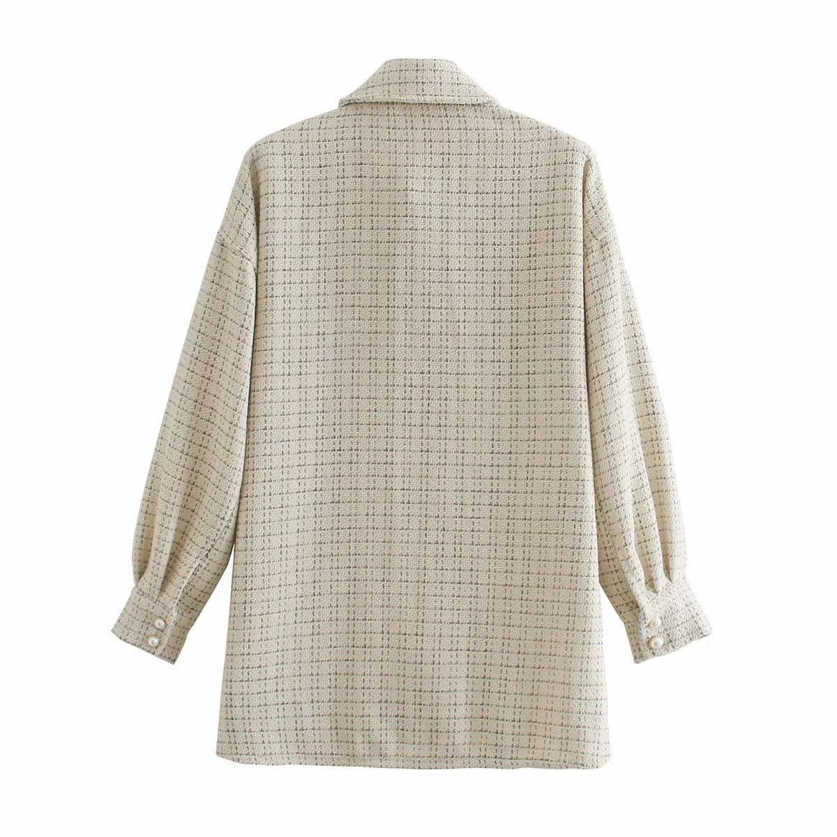 Plaid Pearl Button Coat