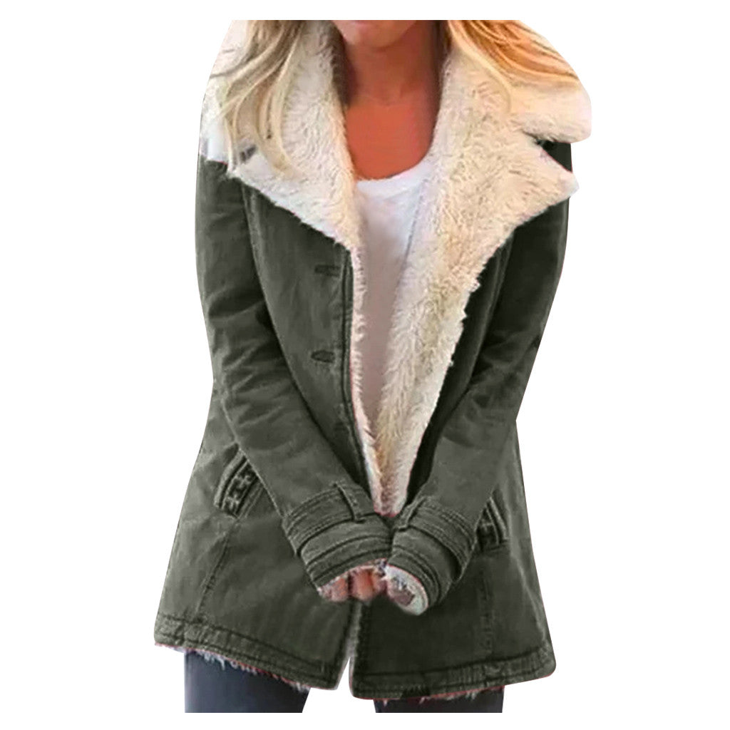 Plus Size Plush Lapel Coat