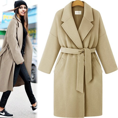 Plus Size Lace-Up Windbreaker Coat
