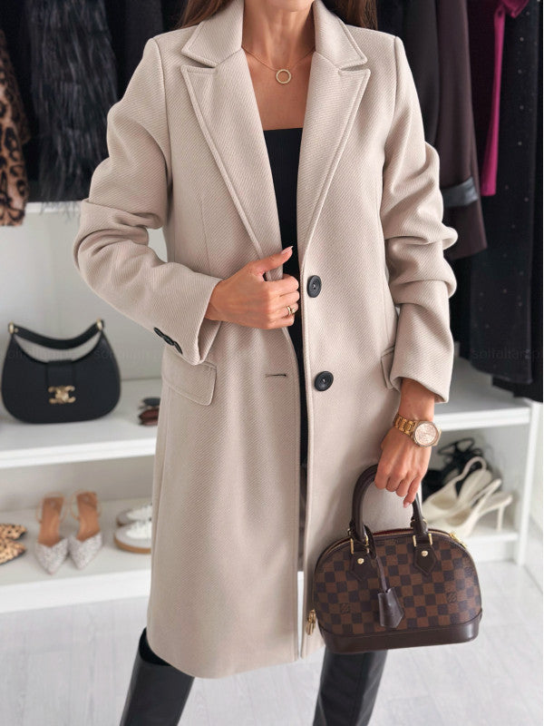 Long Single-Breasted Wool Coat