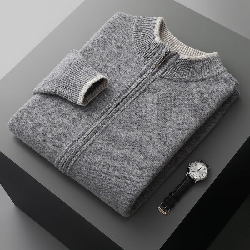 Men's Contrast Zip Cardigan