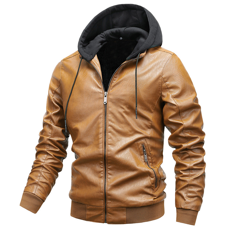 Men's Stand Collar Faux Leather Jacket