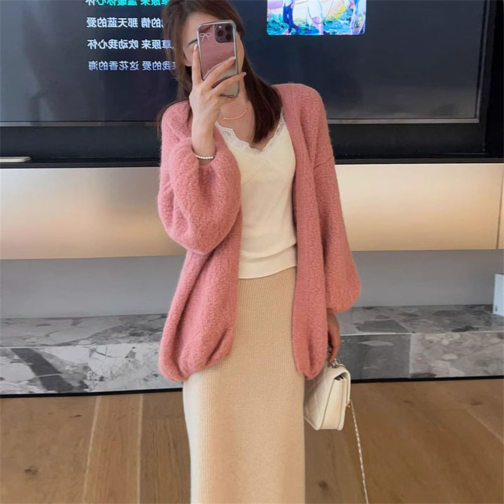 Plus Size Soft Knit Sweater Coat