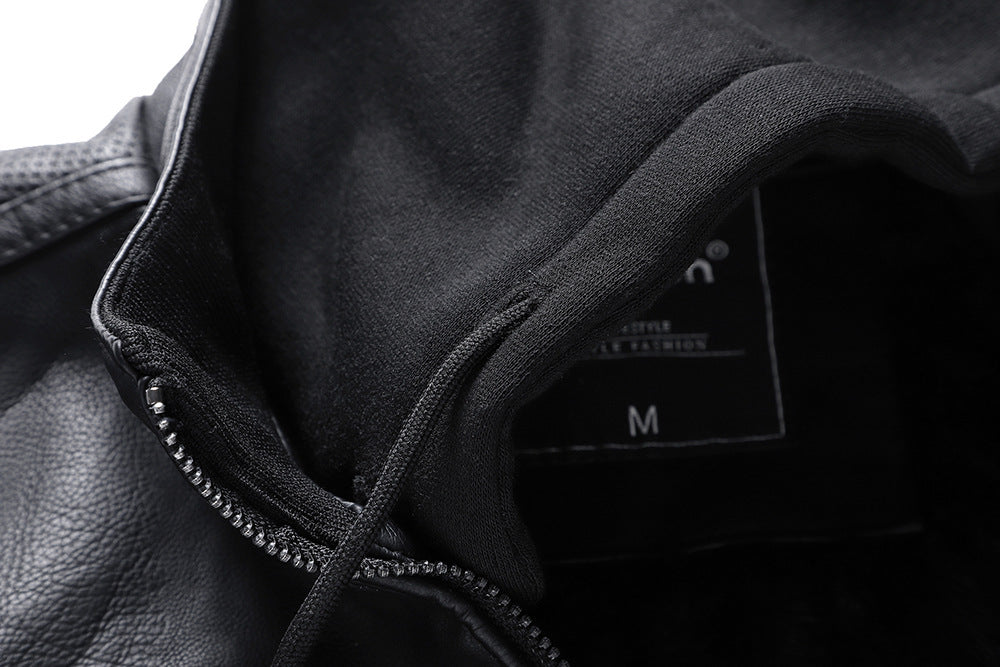 Men's Stand Collar Faux Leather Jacket