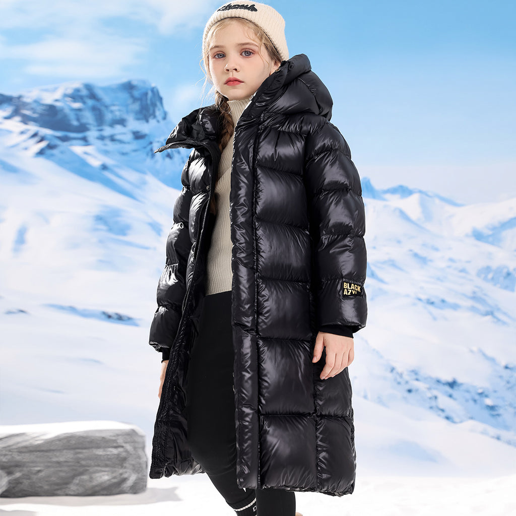 Girls' Long Hooded Puffer Coat