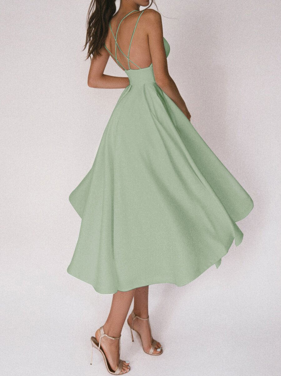 V-Neck A-Line Slip Maxi Dress