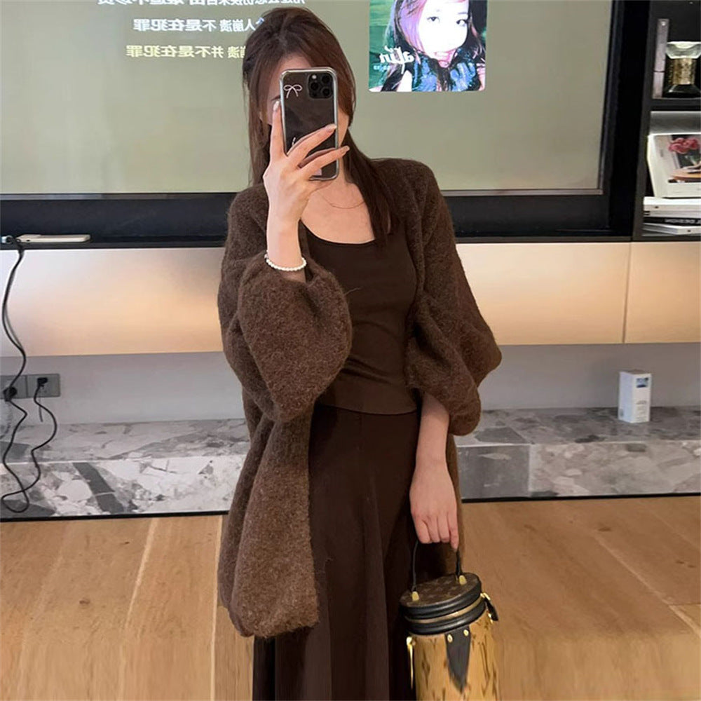 Plus Size Soft Knit Sweater Coat
