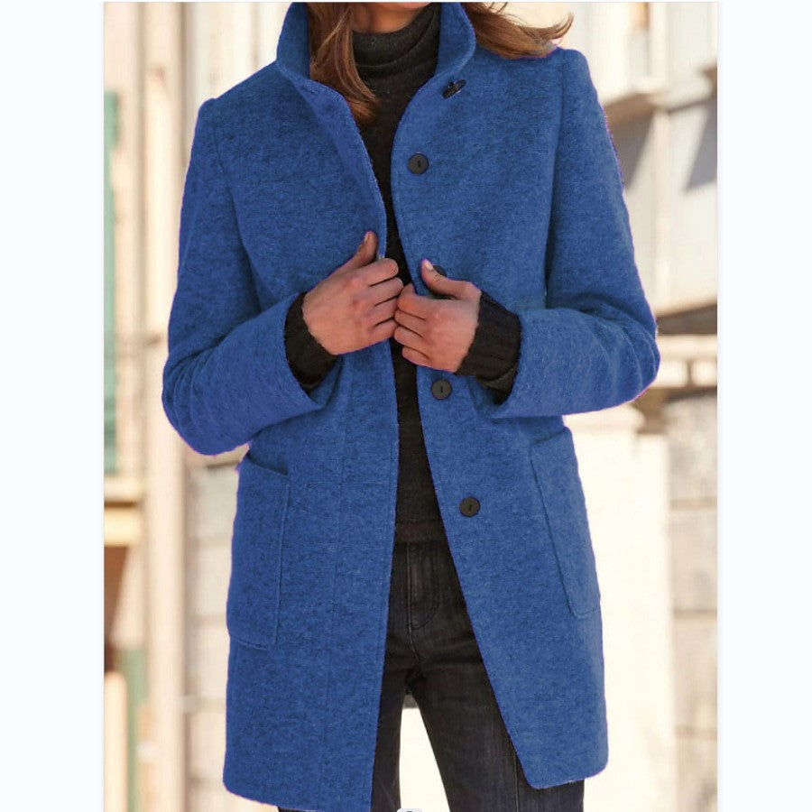 Stand Collar Woolen Coat