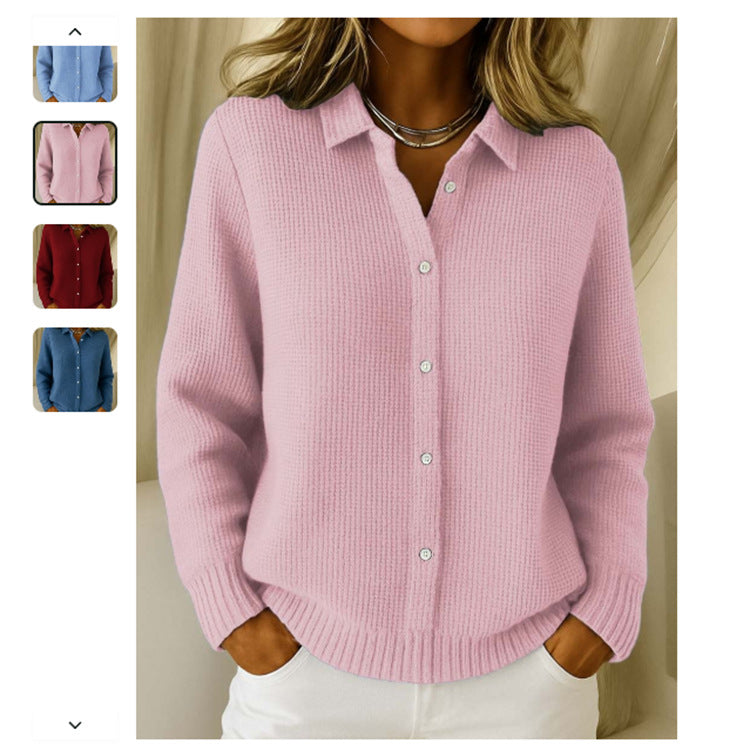 Button Lapel Sweater