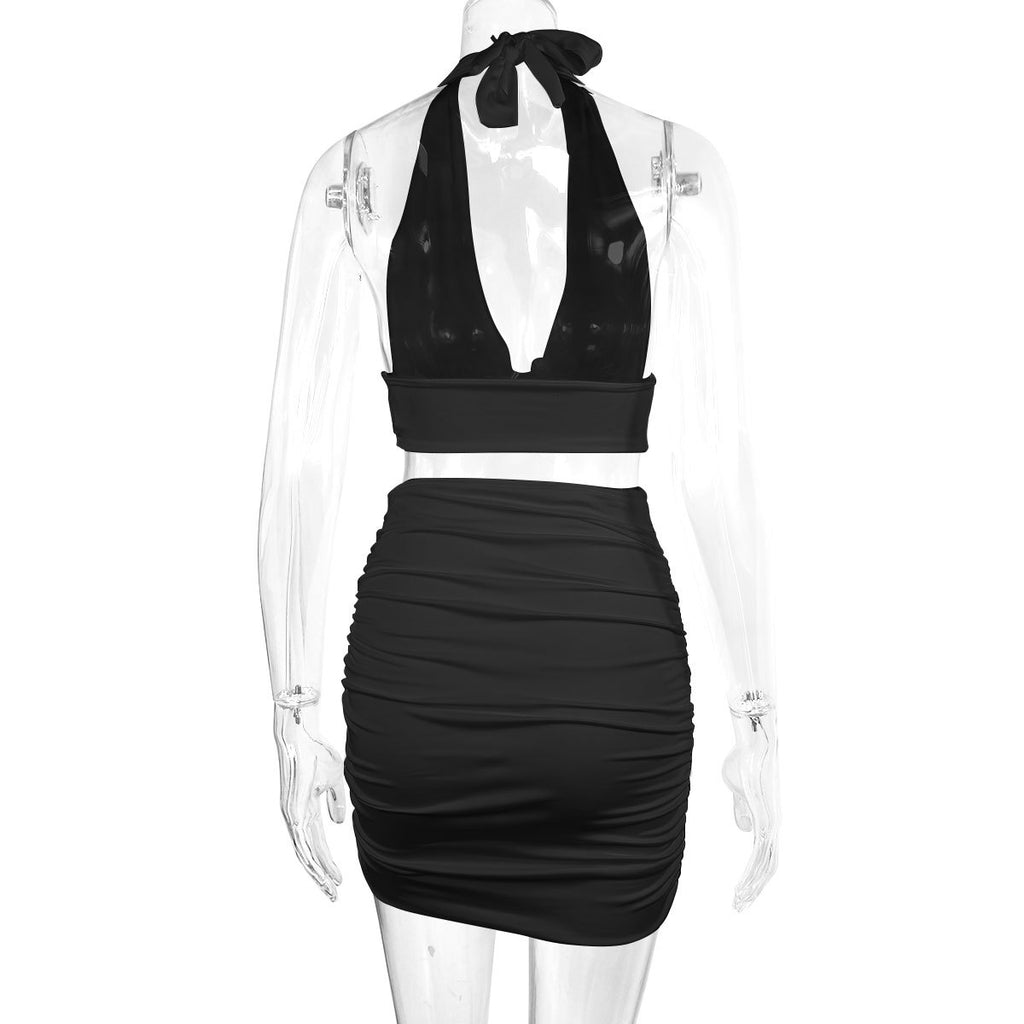 Halter Top & Pleated Skirt Set