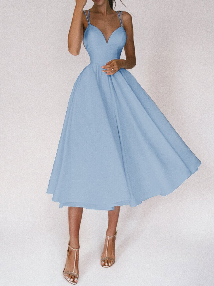 V-Neck A-Line Slip Maxi Dress