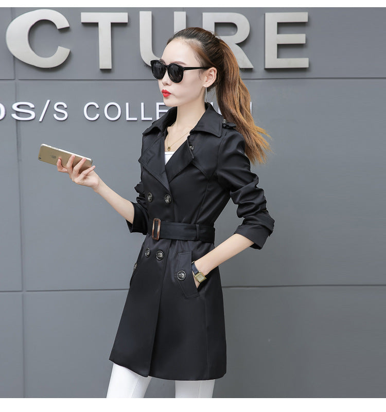 Plus Size Slim Mid-Length Trench Coat