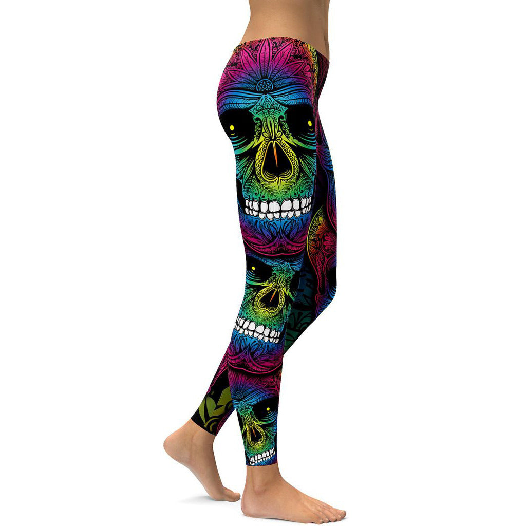 Plus Size Rainbow Skull Leggings