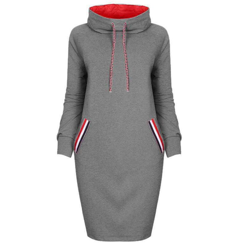 Plus Size High-Neck Long Sleeve Dress