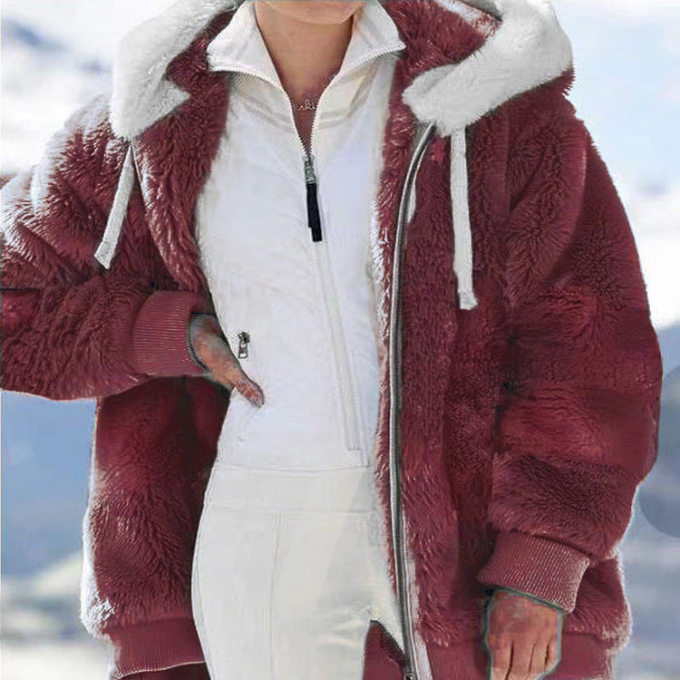 Plush Hooded Zip Jacket