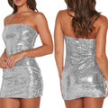 Women's Fashionable Sexy Beaded Irregular Dress