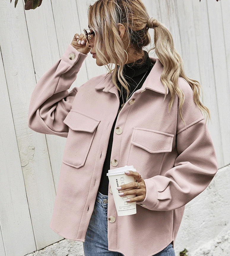 Short Lapel Wool Coat