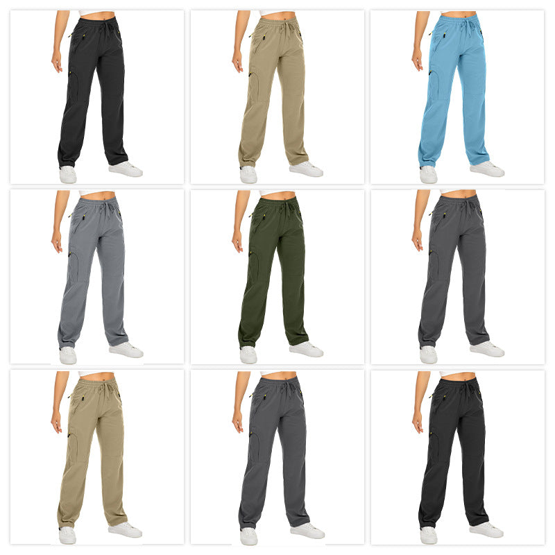 Loose-fitting Straight-leg Workout Pants With Drawstring Cuffs